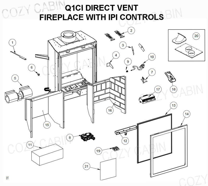Q1CI DIRECT VENT FIREPLACE WITH IPI CONTROLS (September 5, 2014 ->) #C-14397